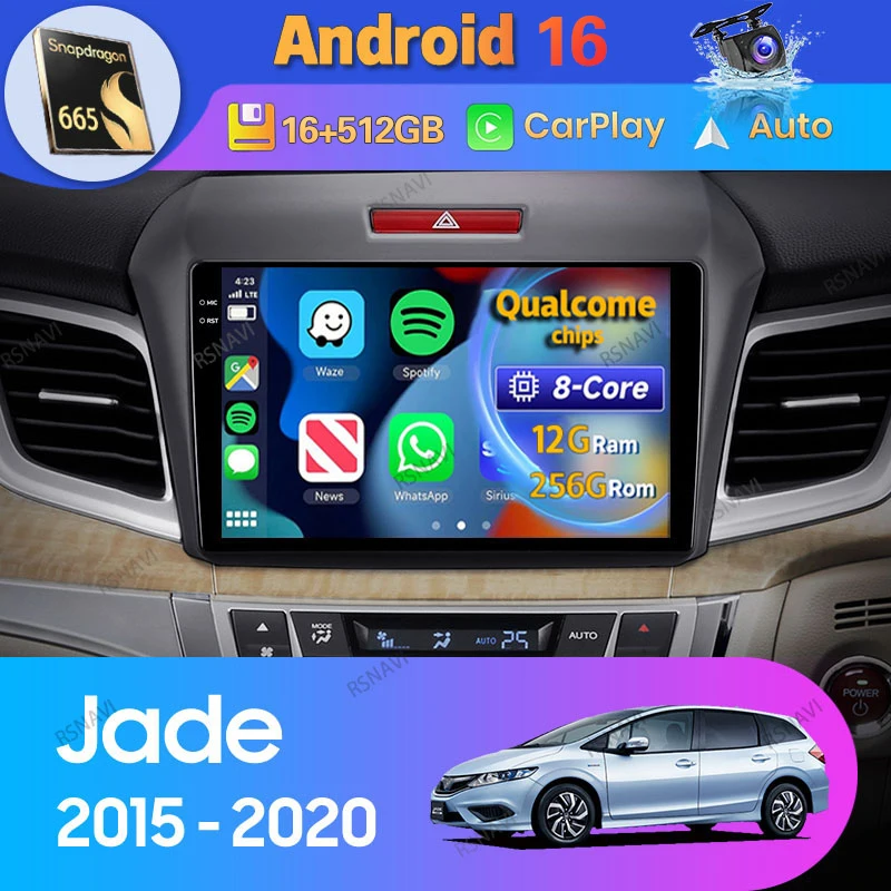 Android 16 Carplay Auto For Honda Jade 2015 - 2020 Right Hand Drive Car Radio 360 Camera GPS Navigation 2Din Video Player Stereo