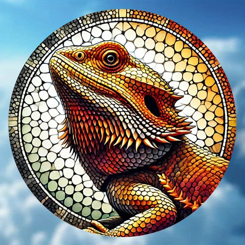 1 Stück, australischer bärtiger Drache, Eidechse, Vintage-Kunst, 20,3 cm rundes Aluminiumschild, rahmenlose zeitgenössische Wandbehang-Dekoration, ideal