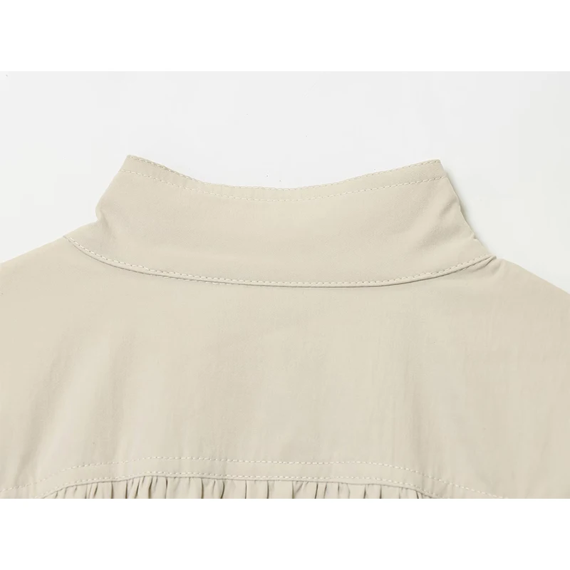 YENKYE nouvelle mode col montant plissé veste courte pour les femmes manches bouffantes Streetwear manteau Chic dame vêtements d'extérieur d'automne