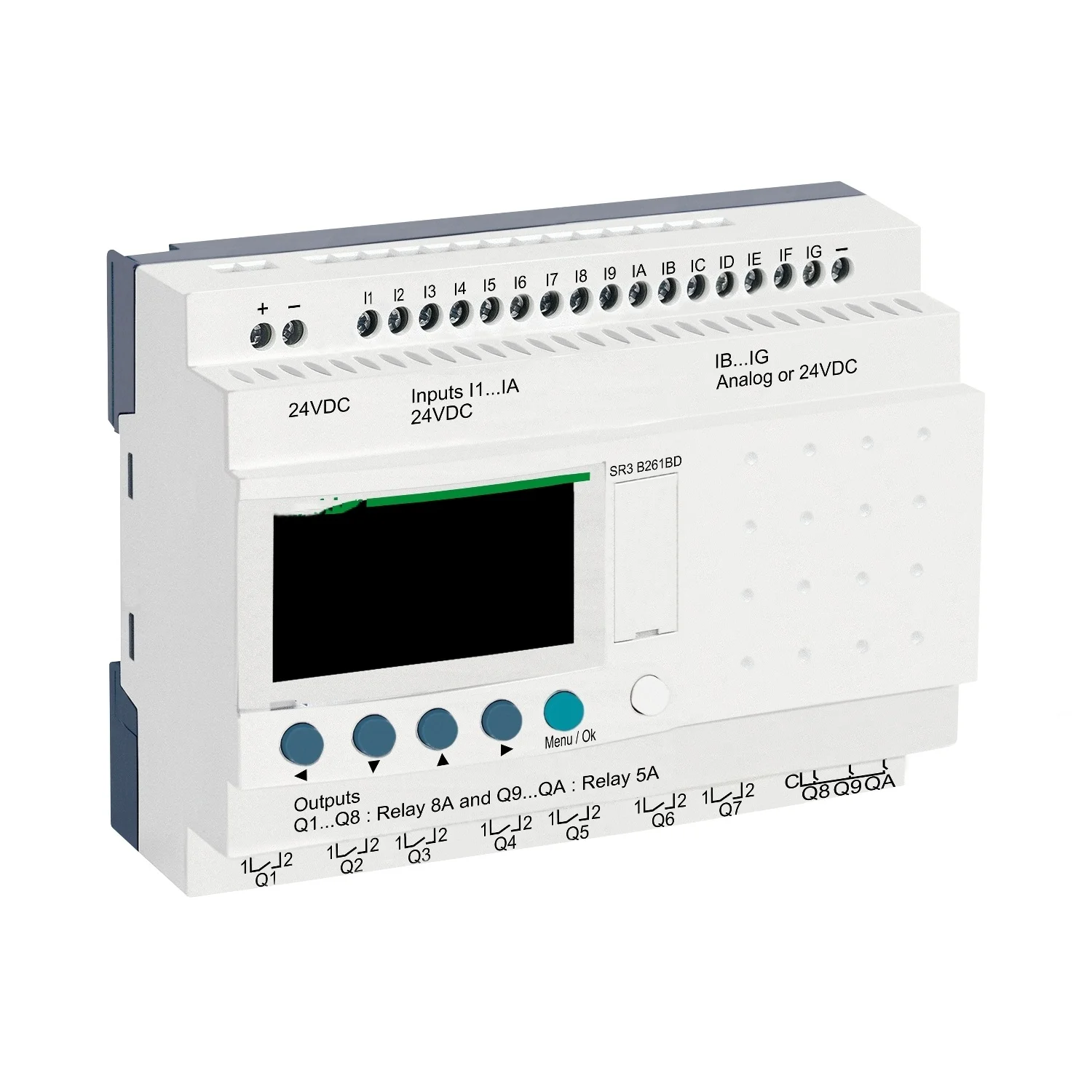 SR3B261BD  modular smart relay Zelio Logic - 26 I O - 24 V DC - clock - display