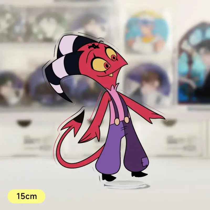 Diy hazbin hotel placas de pé vox alastor casca anjo poeira 15cm ornamento desktop anime coleção ação brinquedo figuras presente