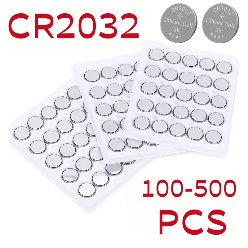 topCR2032 3V Lithium Battery 100-500PCS Button Cell for Watch/Toy/Calculator/Car Remote/Key Fob - Long Life Coin Battery Bulk