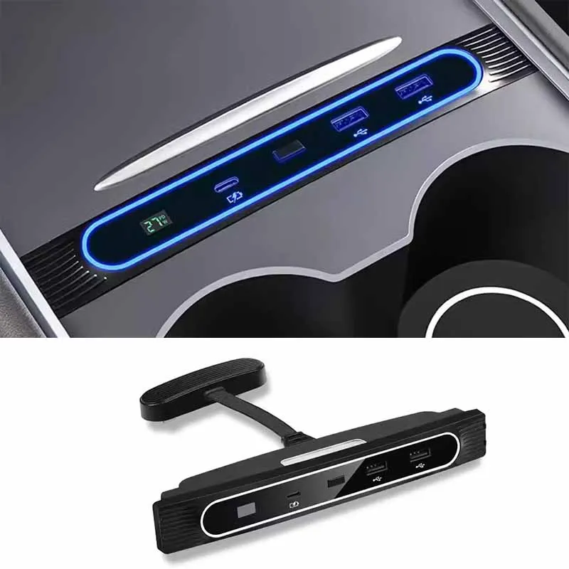 

Car Intelligent Docking Station 27W Quick Charger USB Central Control Splitter For Tesla model 3 model Y Auto Accessories