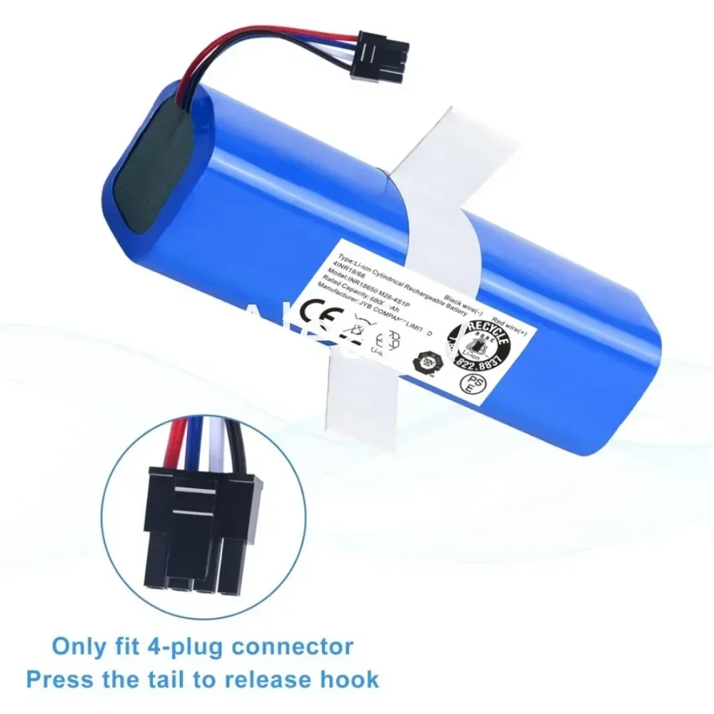 14.4V Robot Vacuum Cleaner Battery for Eufy Robovac L70 Hybrid T2190, Eufy 360 S9 X90 X95,INR18650M26-4S2P Sweeper Batteries