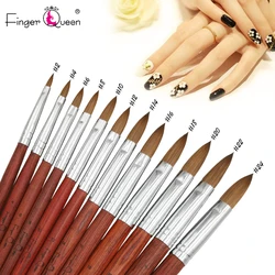 Red Wooden Handle Nylon Acrylic Nail Brush For Nail Art Brush Drawing Gel Extension Brushes Nails Pen Manicure Nail Art Tools