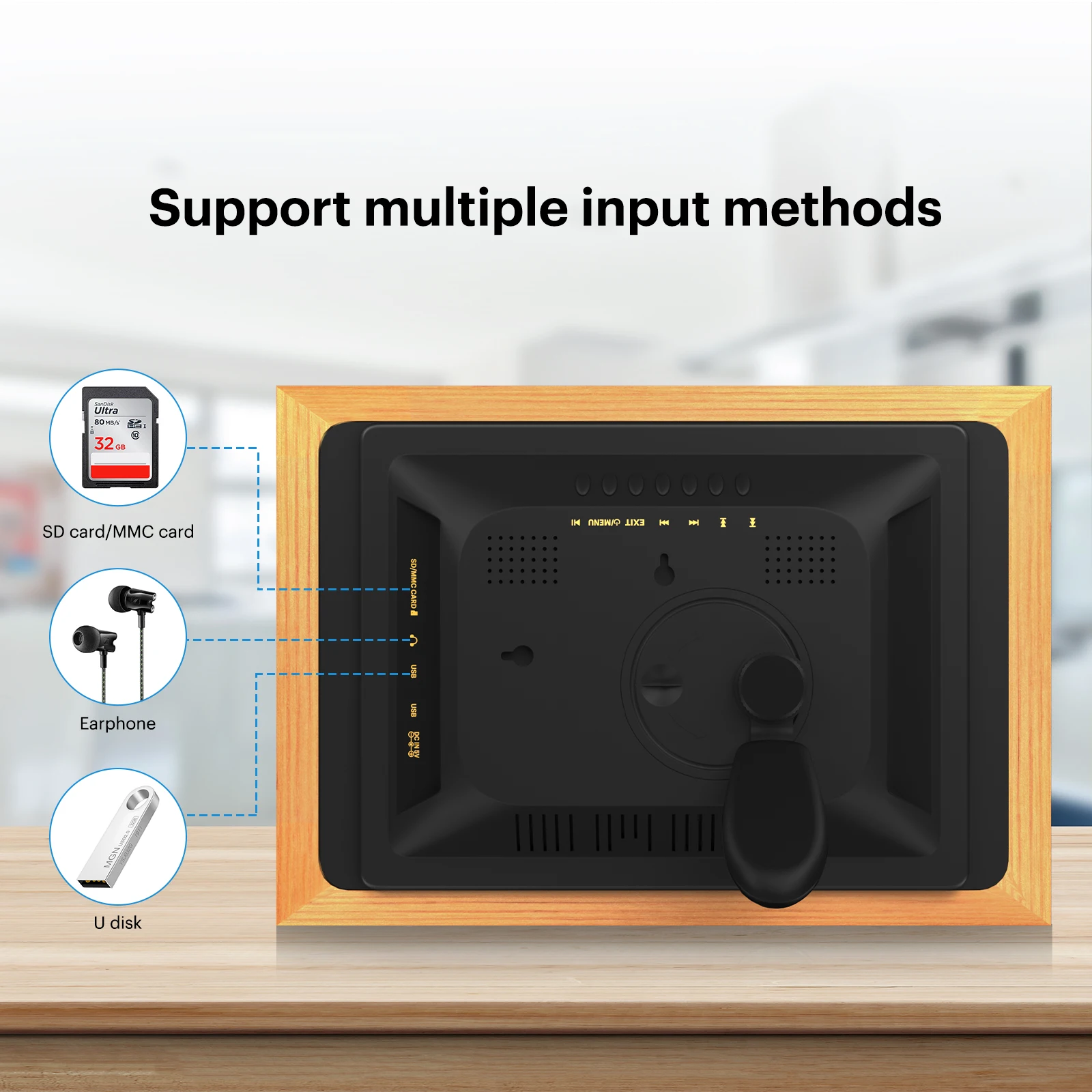 Kodak 10.1 Inch Gỗ Kỹ Thuật Số Ảnh Với Điều Khiển Từ Xa, màn Hình IPS 1280*800 HD Với Lưu Trữ 8GB, Tự Động Quay