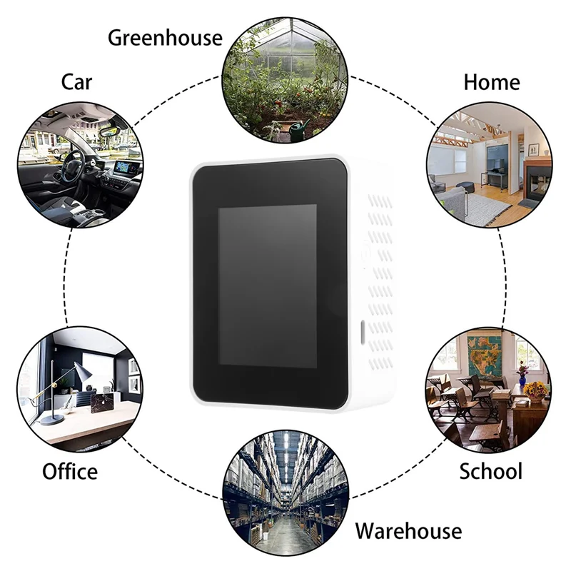 HFES 6 في 1 PM2.5 PM10 HCHO TVOC CO CO2 كاشف جودة الهواء CO CO2 الفورمالديهايد مراقب المنزل مكتب جهاز اختبار جودة الهواء