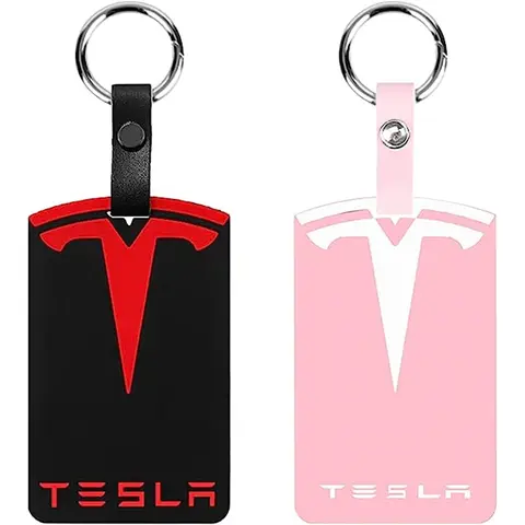 Tesla Model 3/Model Y 키 보호기 커버 액세서리와 호환되는 2PCS 실리콘 키 카드 홀더 케이스 블랙/레드 포함