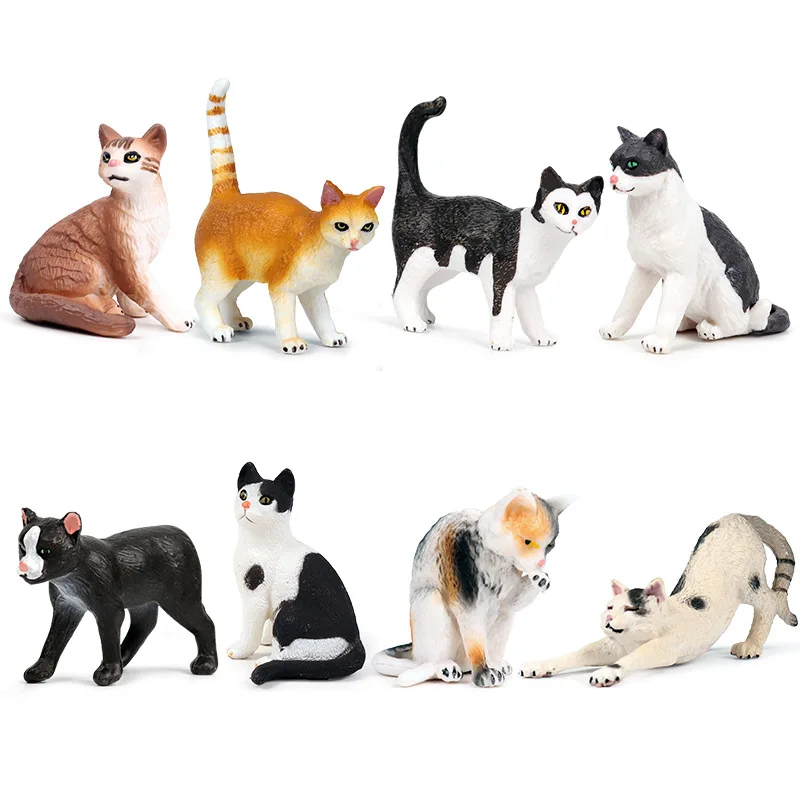 Feline Pets Kittens Black Cats Wild Cat Action Figures Ornament Kid Gifts Miniature Animal Model Toys Fairy Garden Figurines