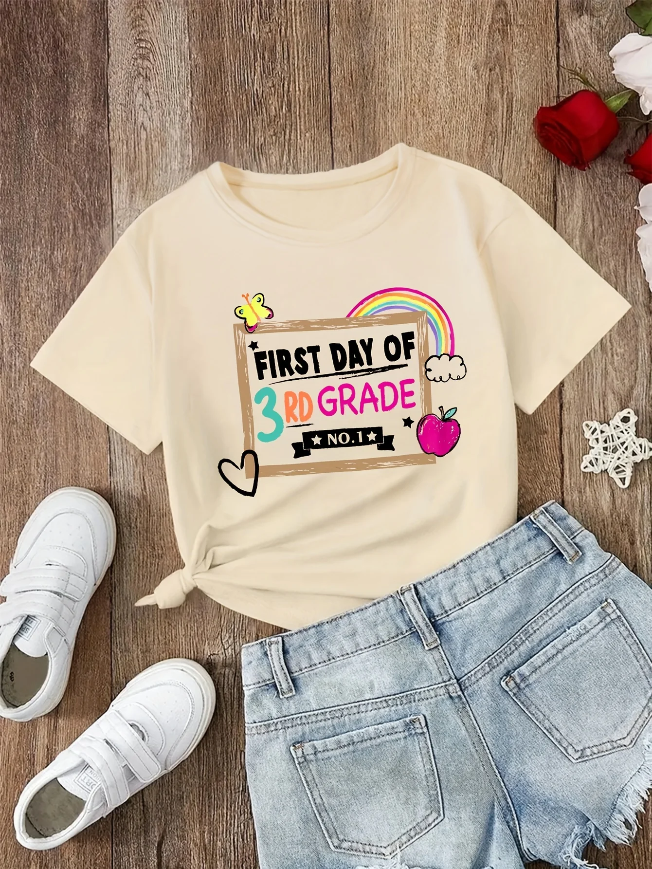 Chicfull Girls Creative Pattern Print T-Shirt Soft Stretch Comfort Round Neck Short Sleeve Casual Kids Summer Top Multi Colors
