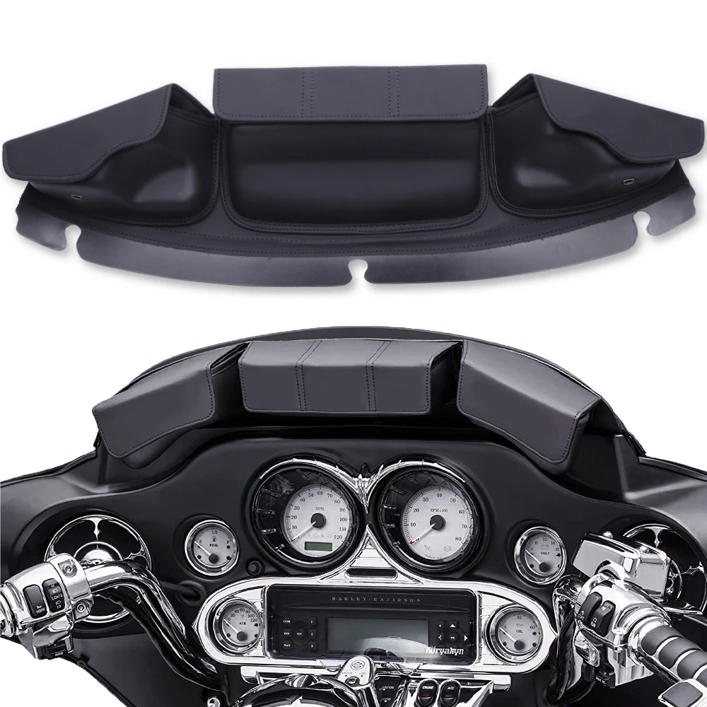 Motorcycle Windshield Bag Saddle 3 Pouch Pocket Case For Harley Touring Electra Street Glide Harley Electra Glide