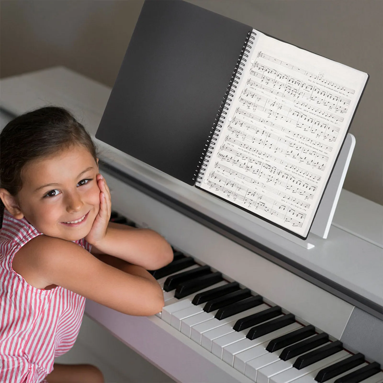 Elegante Carpeta de Archivos A4 con Diseño de Notas Musicales, Porta Partituras Multicapa para Piano, Guitarristas, Estudiantes, Oficina y Escuela