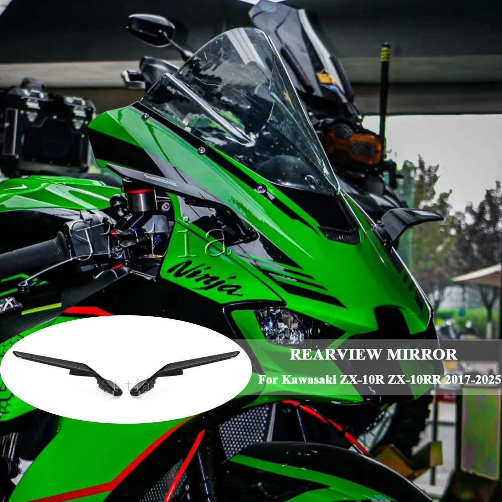ZX-10R 2025 Motorcycles Rearview Mirrors For Kawasaki Ninja ZX10R ZX-10RR ZX 10RR 2017-2024 Adjustable Rotating Rear View Mirror