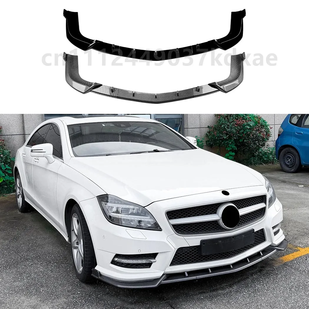 Für 2011-2013 Mercedes Benz CLS C218 Auto Frontstoßstange Splitter Lippe Spoiler Schwarz Carbon Karosserie-Kit Schutz Außenzubehör