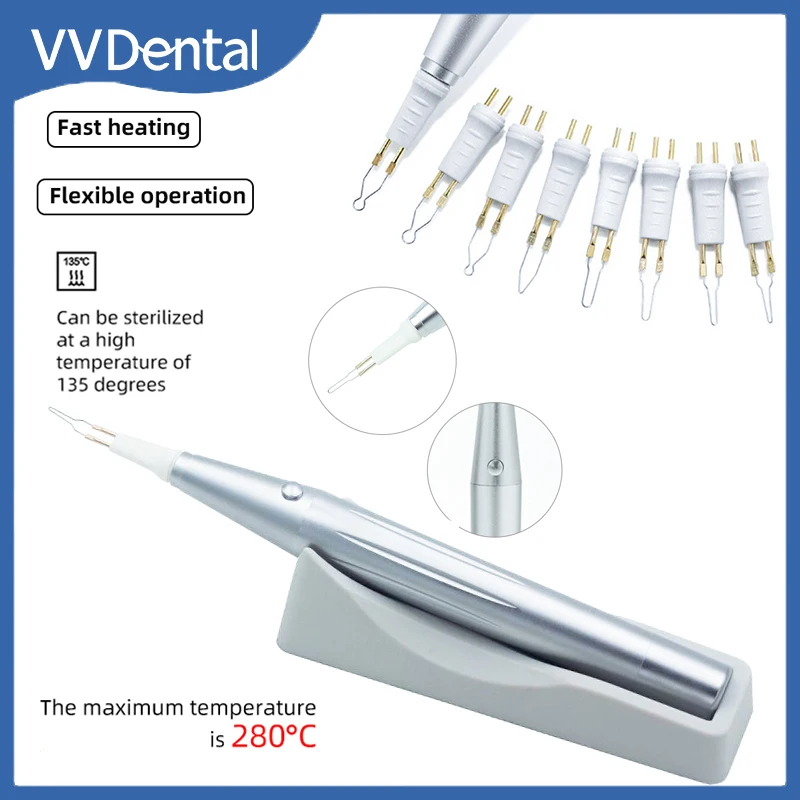 Dental Gutta Percha Cutter With 8 Tips Tooth Gum Endo Gutta Dissolved Breaker Cutter Fuse Oral Gum Rapid Heated Pen Dental Tools