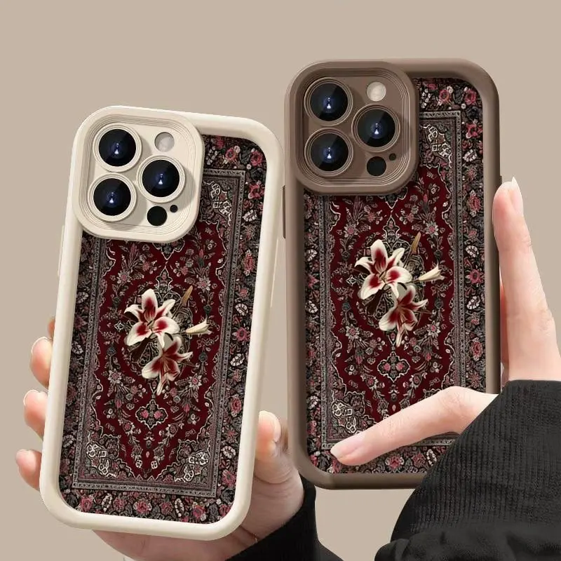 Red Carpet Lily Persian Pattern Phone Case For Xiaomi Redmi Note 14 13 Pro Plus 5G 12 11 10 Pro 4G Redmi 13 14C 13C 12C Cover
