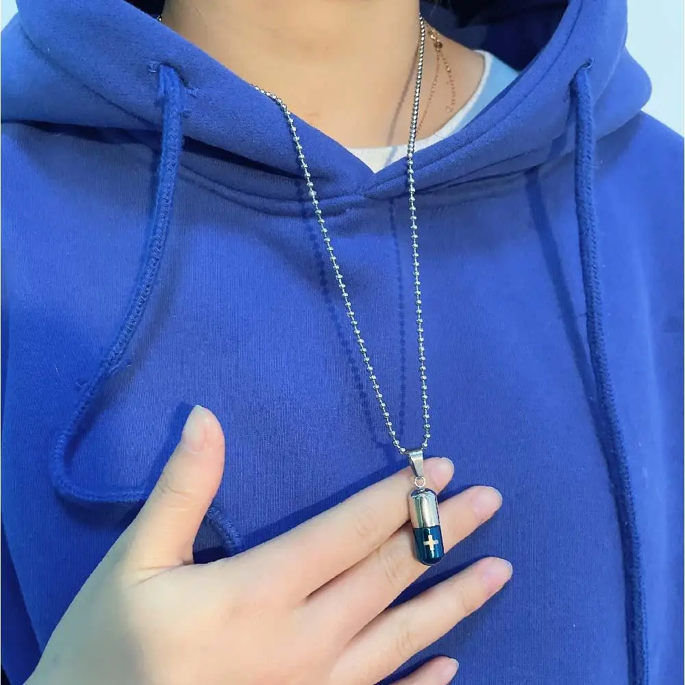Cool New Memorial Jewelry Ashes Vial Women  Holder Cremation Urn Pendant Pill Necklace Cross Engraved Clavicle Choker