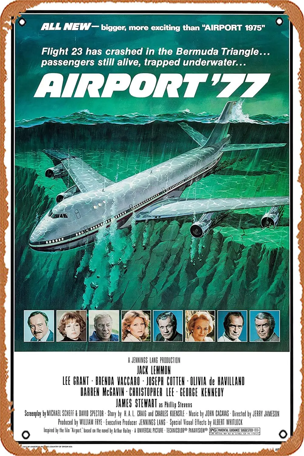 Metal sign Airport '77 (1977) Poster Vintage Metal Sign Wall Decor Garage Shop Bar Living Room Wall Art Tin Sign 8 X 12 Inch