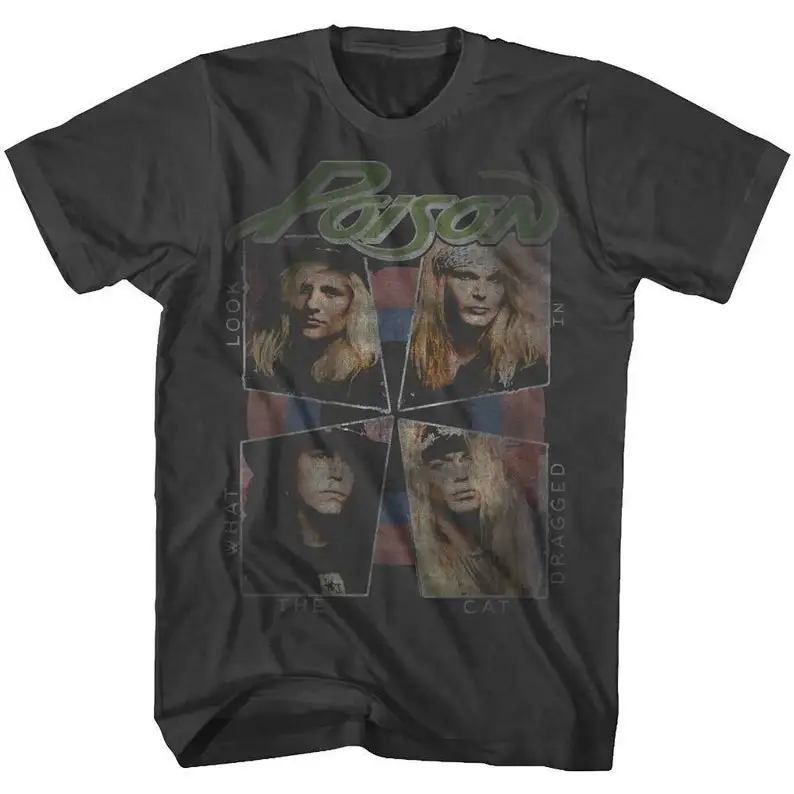 Poison Band Shirt Faded Look What the Cat Dragged In Album Tees