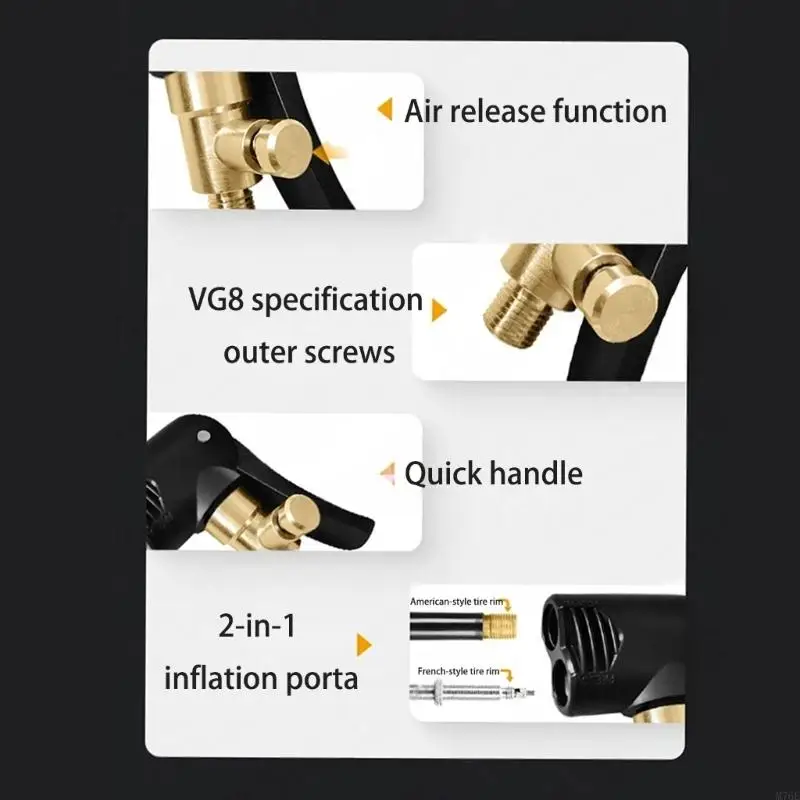 M76E Autoreifen-Inflator-Ventile, Anschluss, Luftkompressor, Pumpenfutter, Verriegelung Luftfutter – Detail 7