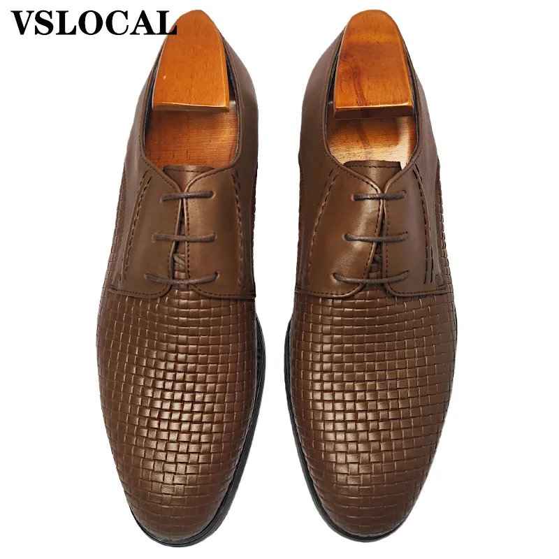 أحذية رجالية إيطالية من الجلد الحقيقي برباط علوي مستدير أحذية رجالي غير رسمية أحذية ديربي لمكتب الزفاف والقهوة السوداء للرجال