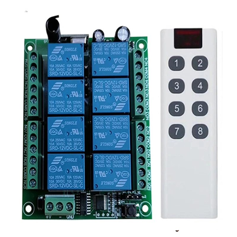 DC12V 24V 8CH 8 CH Channel Wireless Remote Control LED Light Switch Relay Output Radio RF Transmitter And 315/433 MHz Receiver