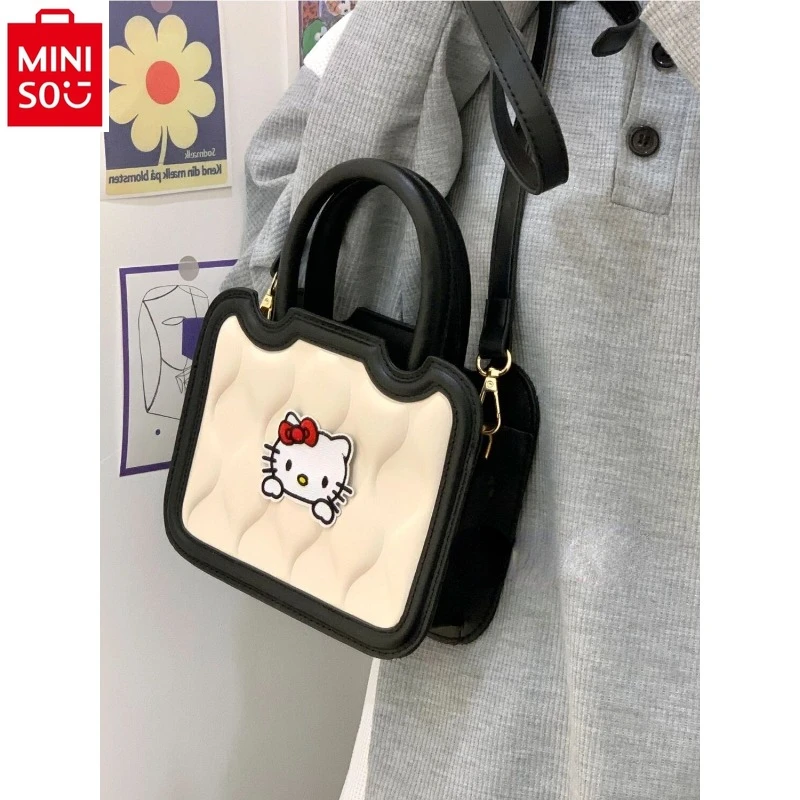 MINISO 2024 New Cartoon Hello Kitty One Shoulder Crossbody Small Square Bag Student Versatile Handbag