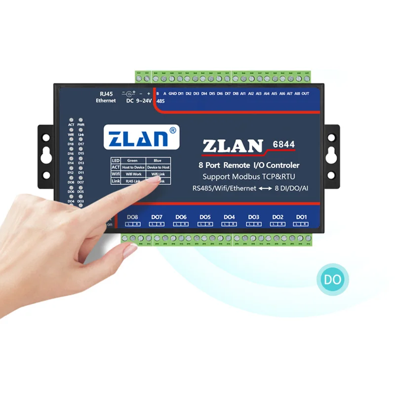 Zlan6844 Rs485 Wifi Ethernet Rj45 8channel Di Ai Do Rs485 Modbus I/o modul Rtu Data kolektor pengendali jarak jauh modul papan