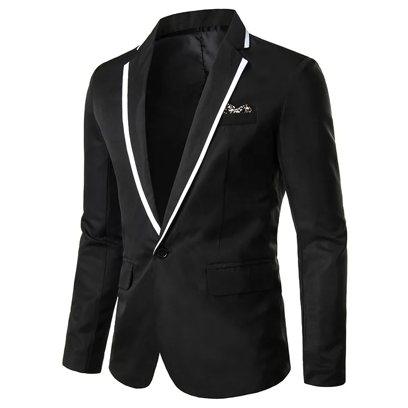 2026 New autumn  Men's white patchwork One-Button Blazer Formal Business Suit Jacket for Wedding Party