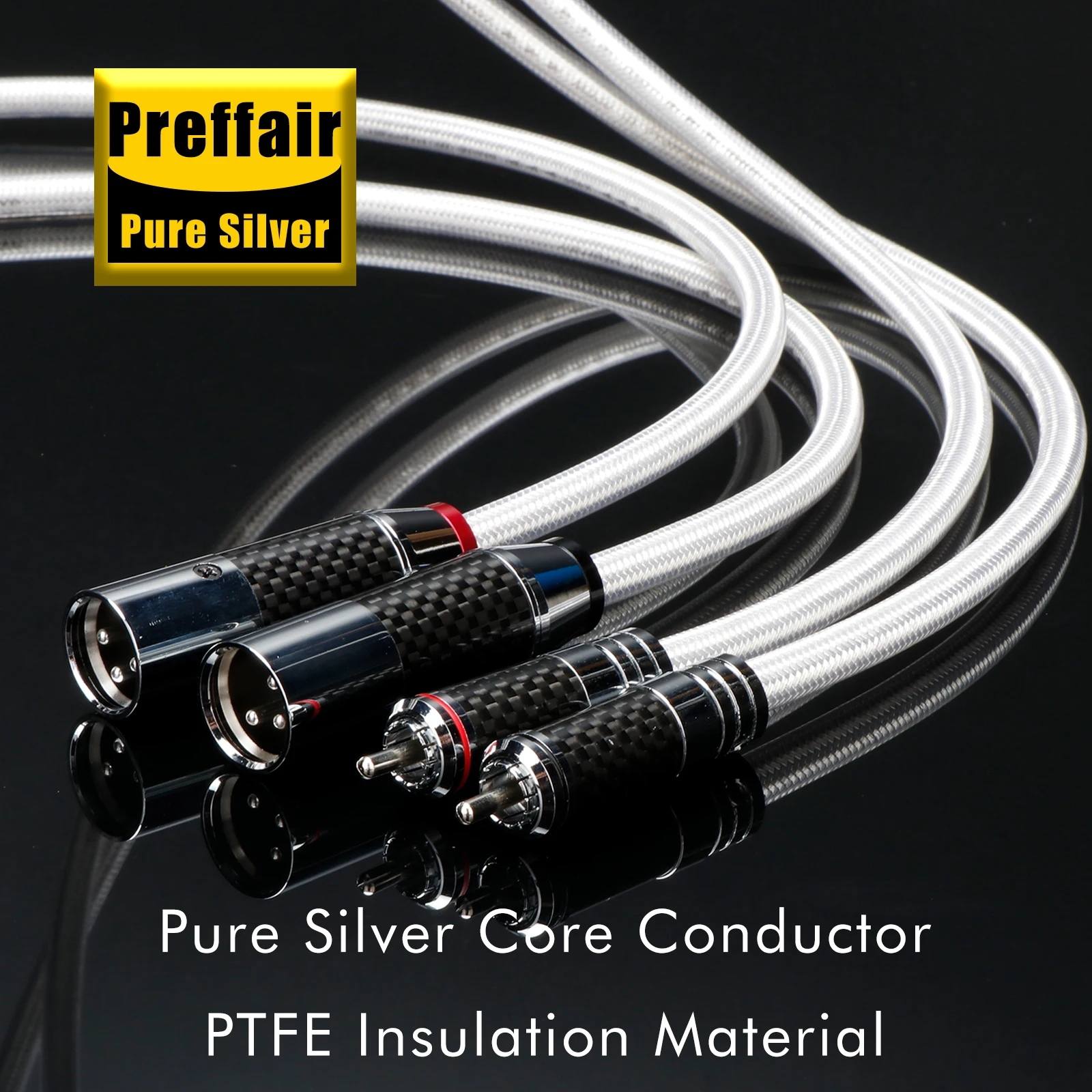 Hifi Pure Silver XLR Audio Cable Xlr Carbon Fiber Male to Famale Solid PSS Silver-Plated xlr connectors Balanced cord