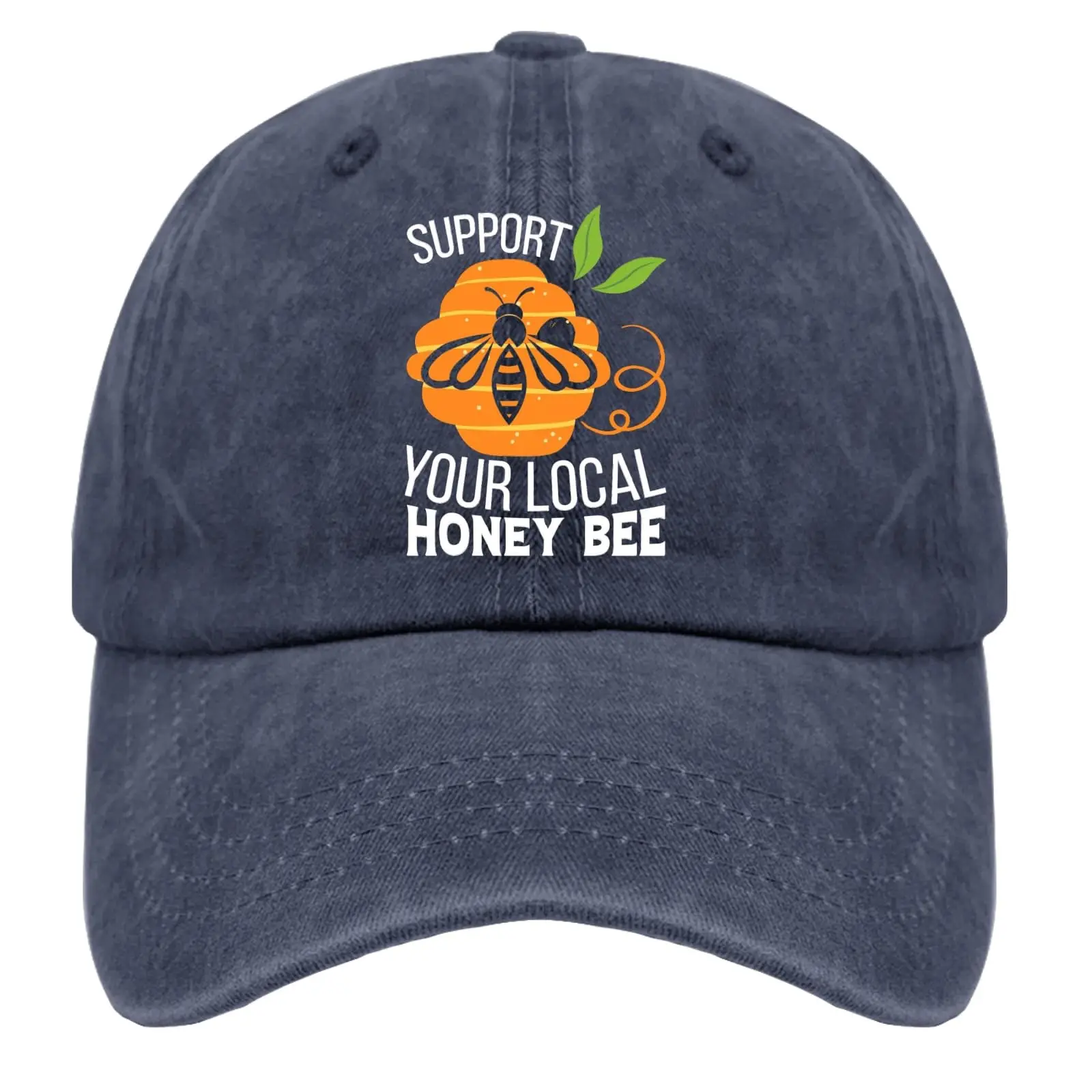 Support Your Local Honey bee Baseball Cap Trucker hat Women Navy Blue Running hat Men Gifts for Son Sun Hats