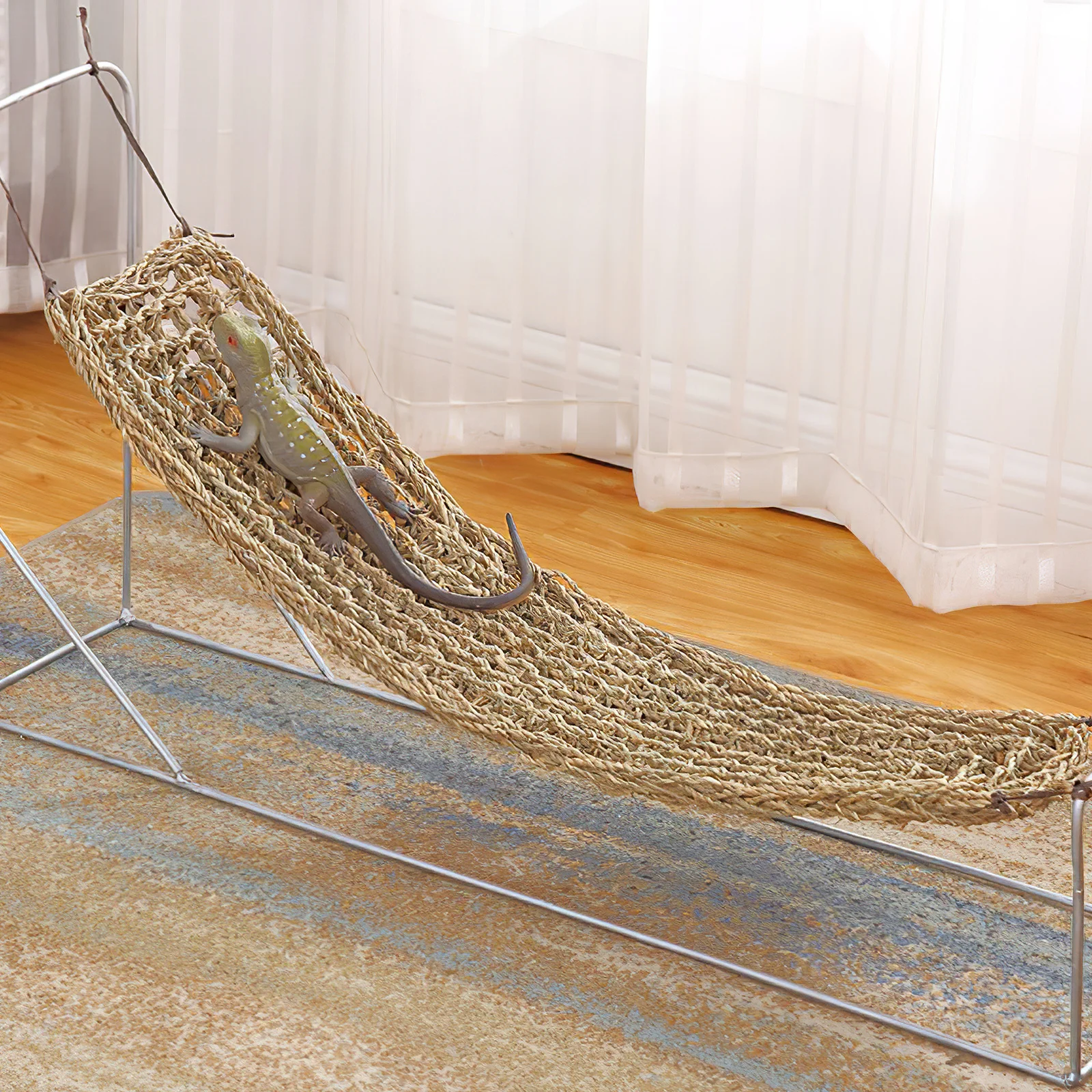 

Grass Fibers Hammock Bed Natural Lizard Sleeping Spot Elevated Rest Area for Reptiles Anoles Geckos Iguanas Bearded Dragon Pet