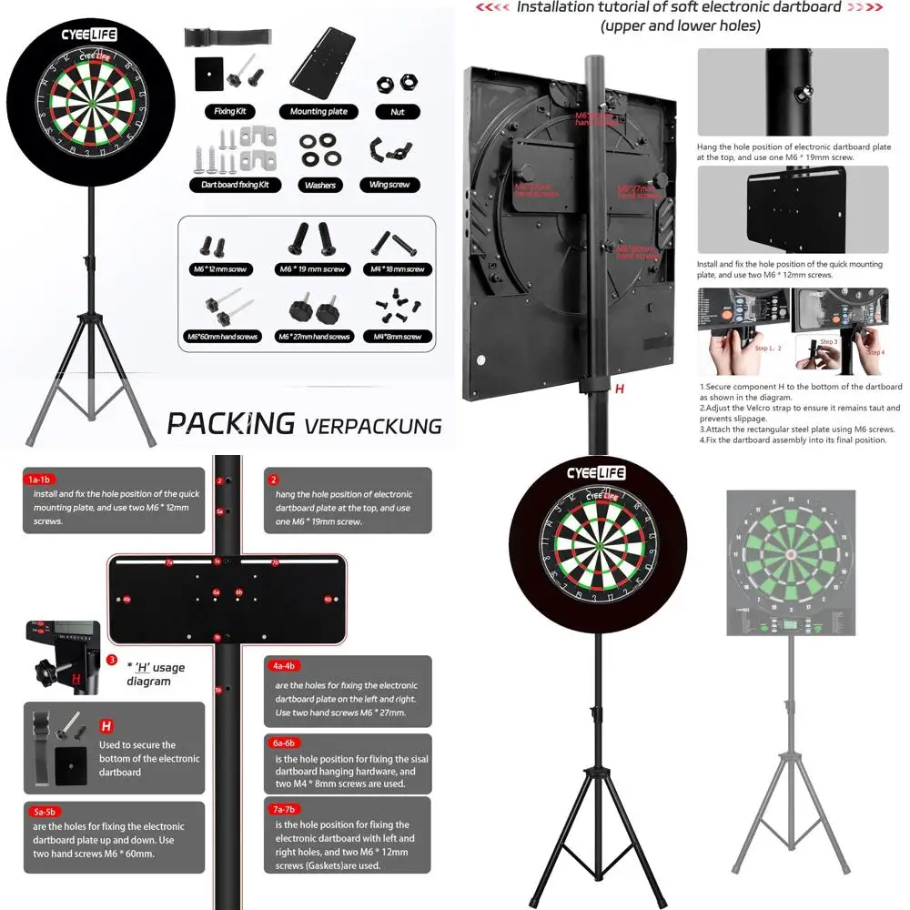 

Portable Tripod Dartboard Stand for Professional Travel, Black
