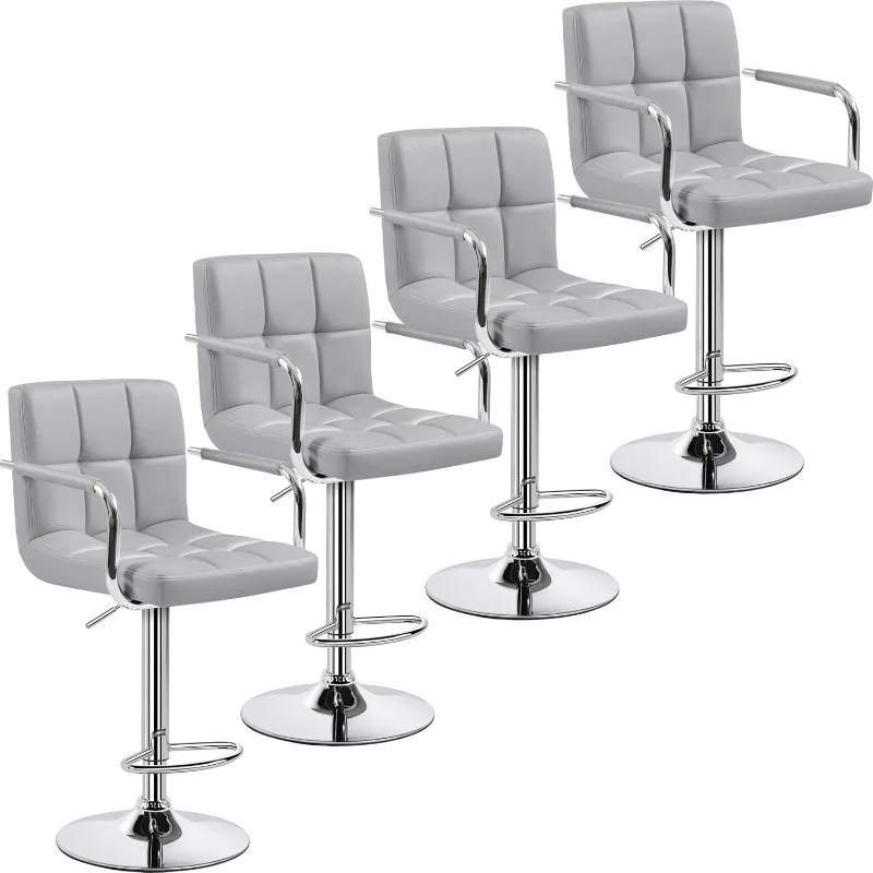 

Bart Stools Set of 4, PU Leather Adjustable Barstools with Armrest, Counter Height Stool Chairs with Thickened Seat Cushion