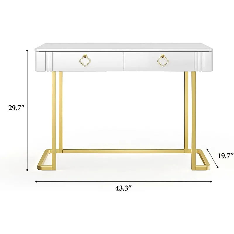 Modern White Vanity Legs,43 inch Makeup Vanity Small Desk with Drawers home.