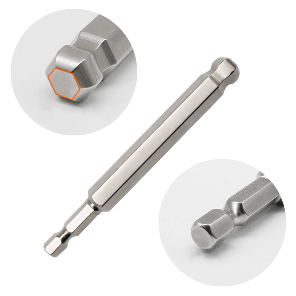 Broca de destornillador hexagonal de extremo de bola de 50mm, broca de controlador magnético largo de galvanoplastia H1.5, H2.5, H3, H4, H5, H6, H8,