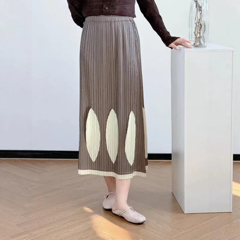 

Плиссированная юбка Miyake с листовыми аппликациями, серия Casual Jupe, весна-лето 2026, новая коллекция Leaf, высококачественная легкая роскошная элегантная юбка