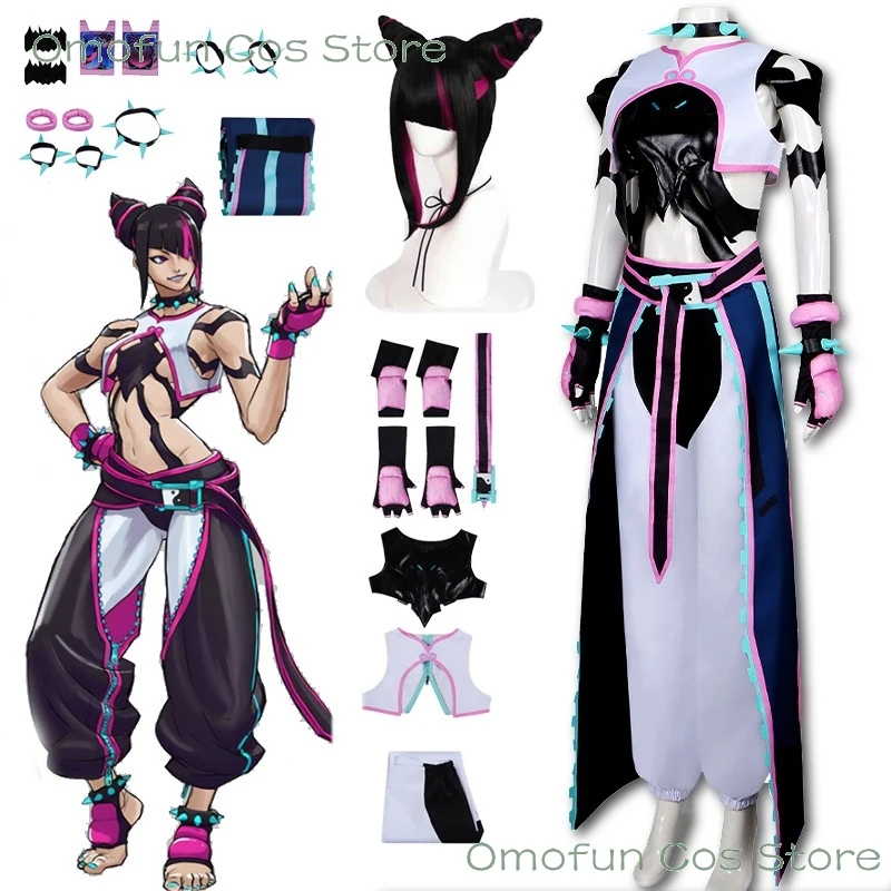 キリクー-ジュリ-ハン-ゲーム-ow-x-sf-コラボレーション-ストリートコスプレ-ファイターコスチューム-女性用-ハロウィン衣装-ウィッグ-ハロウィンコスチューム-セクシー-한주리