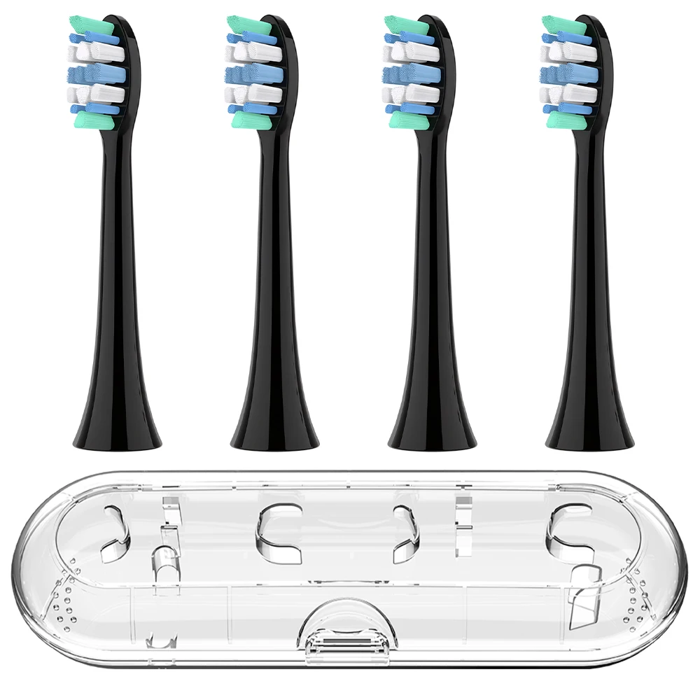 4 cabezales de cepillo de repuesto y estuche de viaje transparente para cepillo de dientes, compatible con el cepillo de dientes eléctrico Philips Sonicare, para 4100 5300