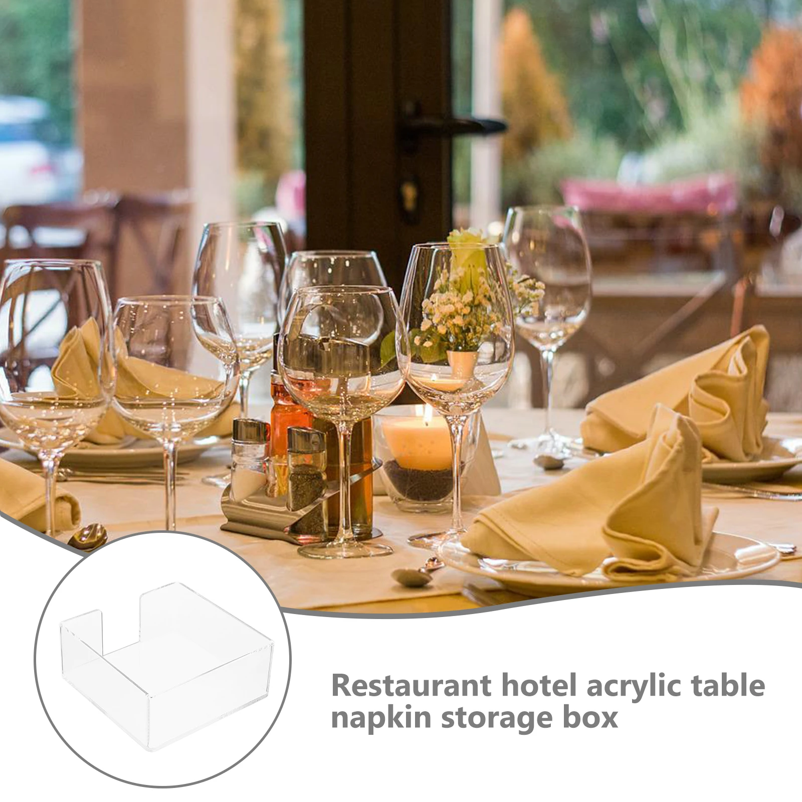 

Acrylic Napkin Case Transparent Single Opening Tissue Box for Restaurant Hotel Table Accessory Household Paper Dispenser