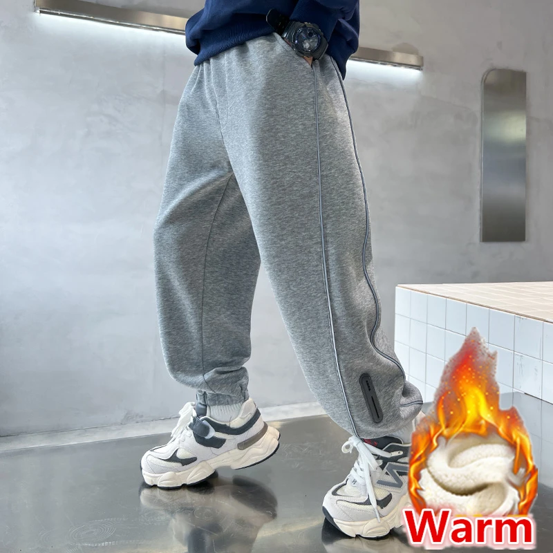 

Cotton Winter Children's Fleece Pants for Tween Boy Casual Insulated Sweatpants Kids Warm Thermal Trousers 5 6 7 8 9 10 11 12 14