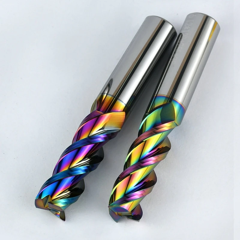 HRC65 Kleurrijke Coating Wolfraam Staal Carbide 3-Fluit U-groef Endmill Aluminium CNC Machines Speciale Frees tool