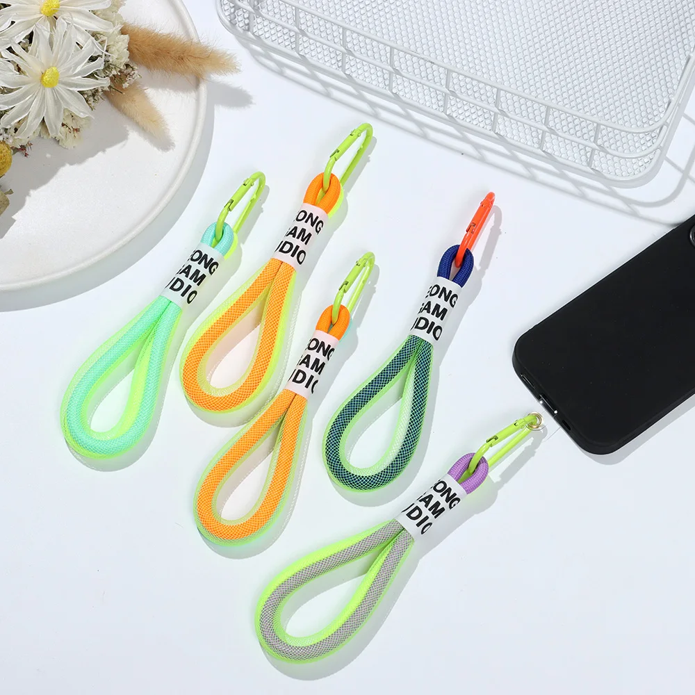 Lanyard Fluorescent Mobile Phone Strap Mesh Landyard for Bags Braided Strips Keycord Hanging Trousers Accessories Keychain