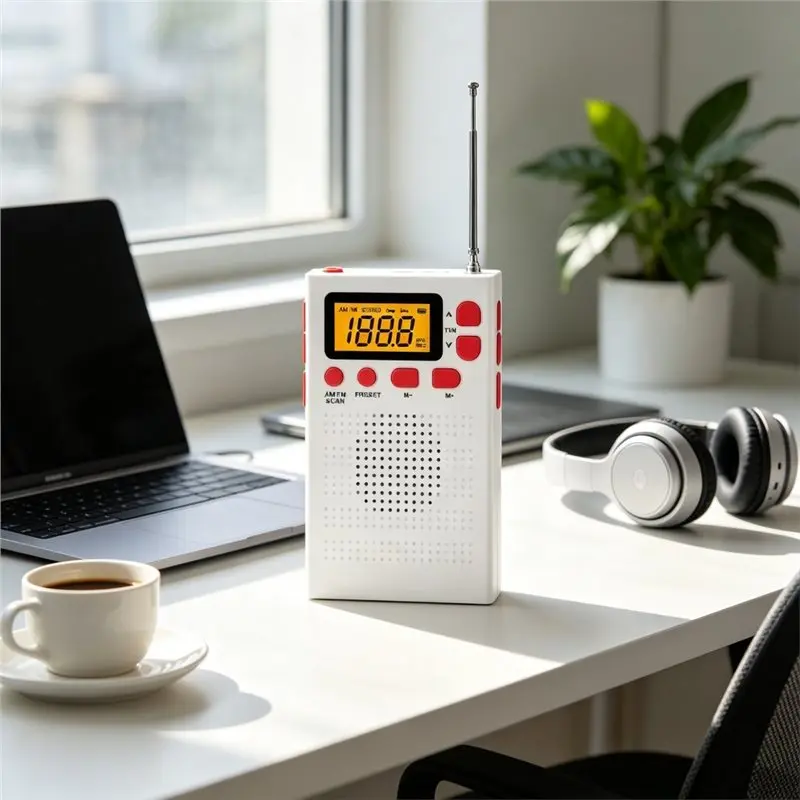 [B24B!】 LCD Screen Digital Pocket Radio Mini AM FM Weather Radio Player Portable Radio With Earphone Jack