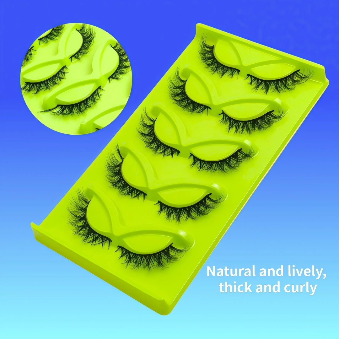 5 Pairs European American Style Devil False Eyelashes Fox Eye Outer Corner Lengthened Natural Full Strip Dense Comic Mixed Race