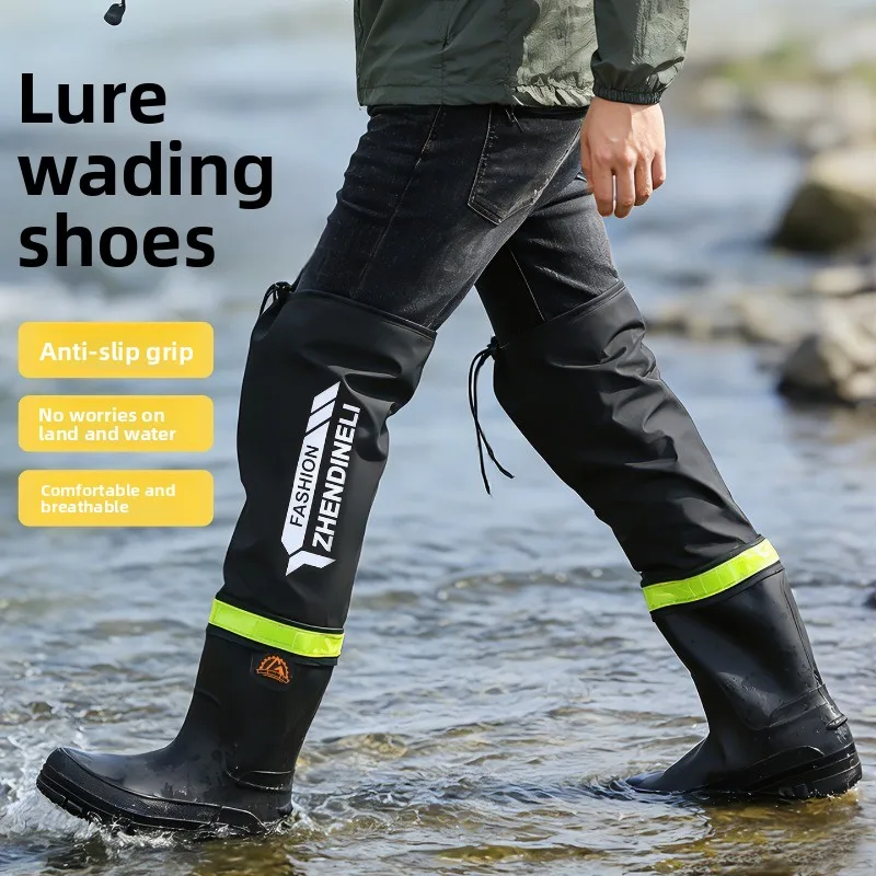 Botas de Lluvia para Hombre, Antideslizantes, de Goma, para Pesca, Botas de Goma por Encima de la Rodilla, Impermeables, Botas Largas