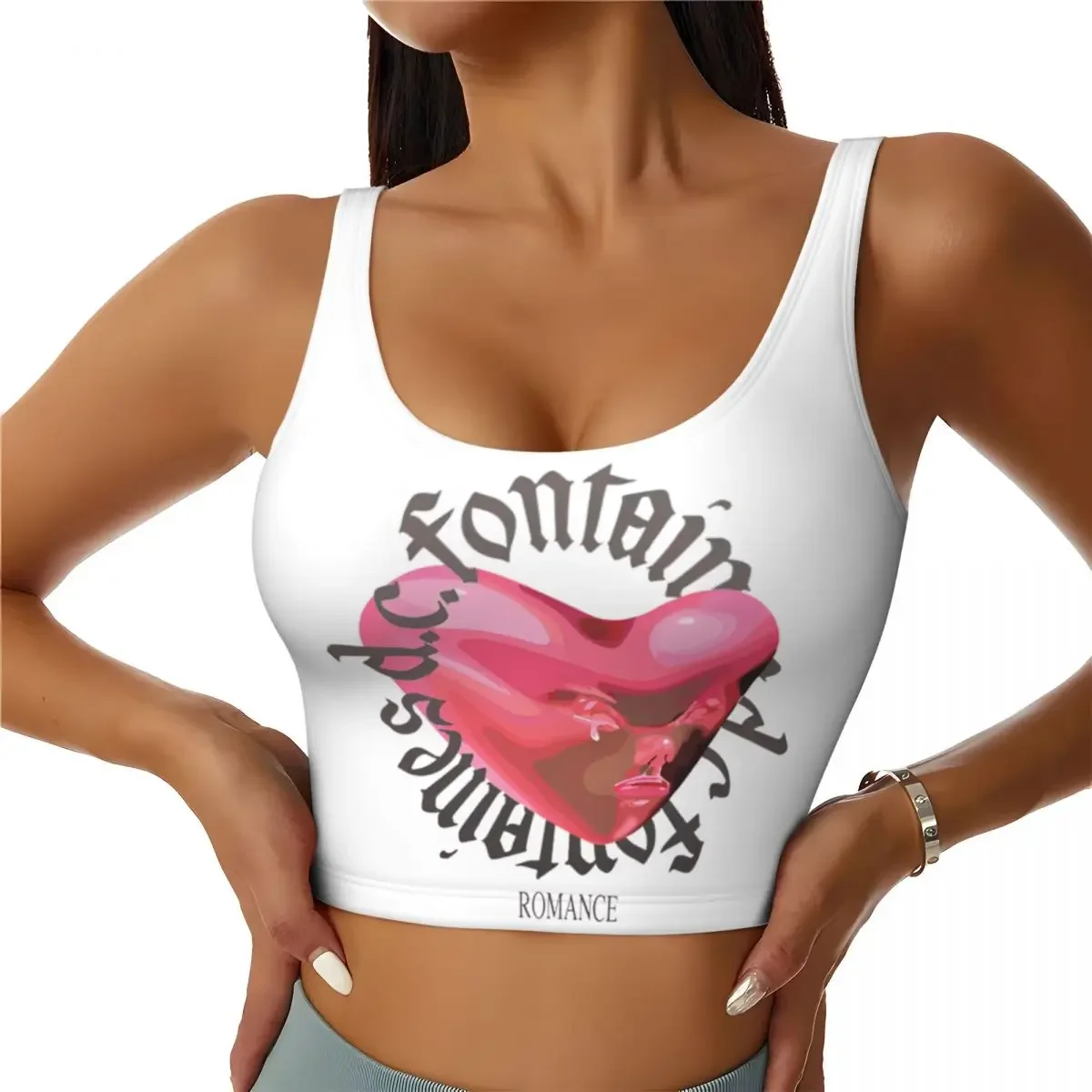 Custom Fontaines DC Romance Women Sports Bra High Impact Vest Gym Workout Yoga Crop Tank Tops