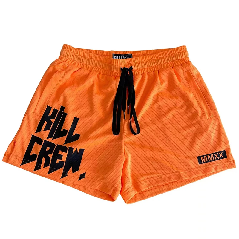 Calções de malha respirável para musculação masculino, Bermuda masculina, treino de boxe, secagem rápida, calça praia, esporte, ginástica, corrida, verão