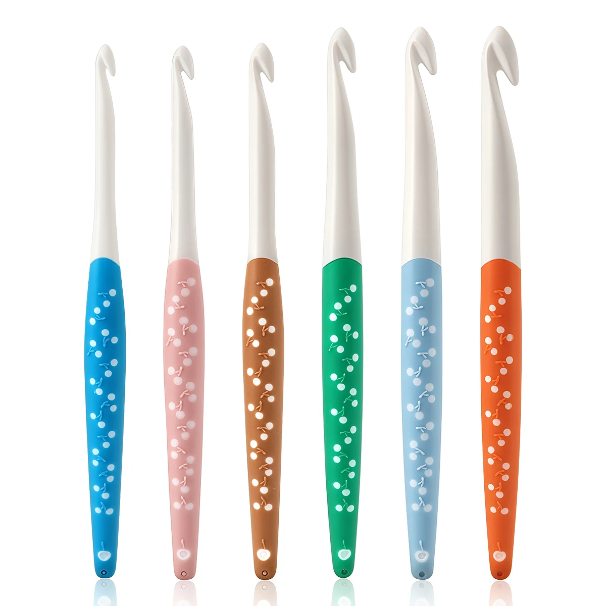 1pcs Ergonomic Soft Handle Crochet Hook Cherry Two Color Knitting Needles 6-12mm DIY Wool Weave Knitting Crochet Tools Crafts