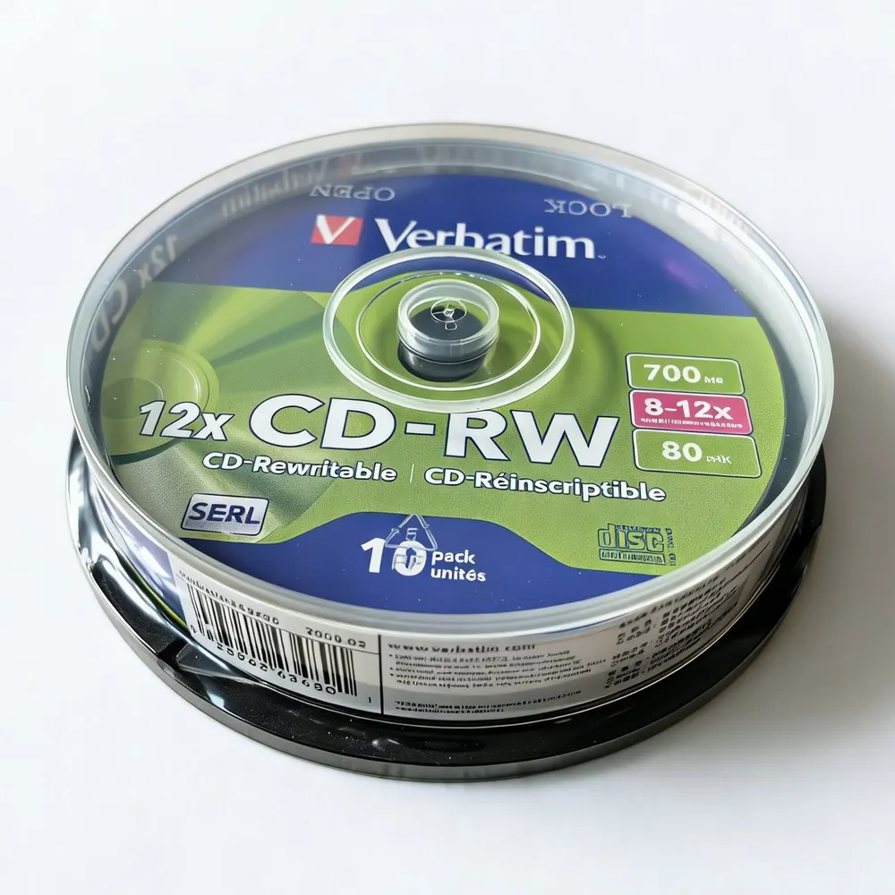 Verbatim CDRW Disc Rewritable CD CD-RW Discs 700MB 8-12X 10Pcs